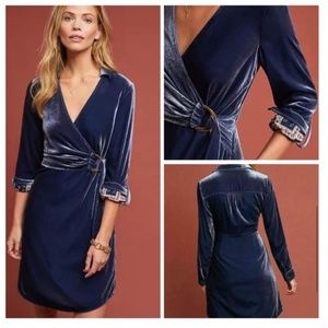 Anthropologie Maeve Velvet Wrap Dress